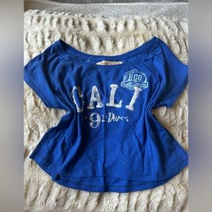 💓 Vintage blue hollister large top stretchy y2k Cali rare